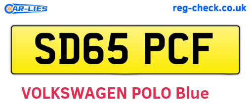 SD65PCF are the vehicle registration plates.