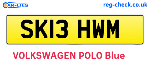 SK13HWM are the vehicle registration plates.