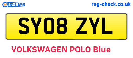 SY08ZYL are the vehicle registration plates.