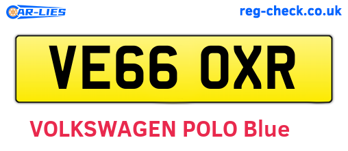 VE66OXR are the vehicle registration plates.