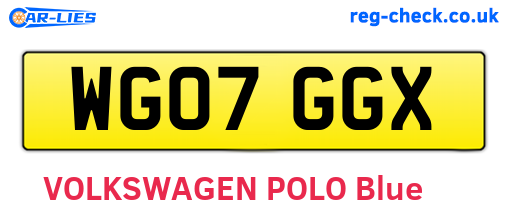 WG07GGX are the vehicle registration plates.