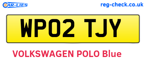 WP02TJY are the vehicle registration plates.