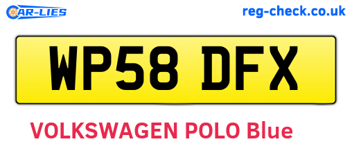 WP58DFX are the vehicle registration plates.