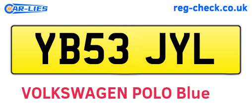YB53JYL are the vehicle registration plates.