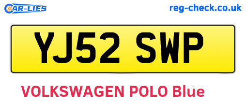 YJ52SWP are the vehicle registration plates.