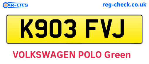 K903FVJ are the vehicle registration plates.