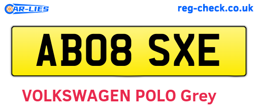 AB08SXE are the vehicle registration plates.