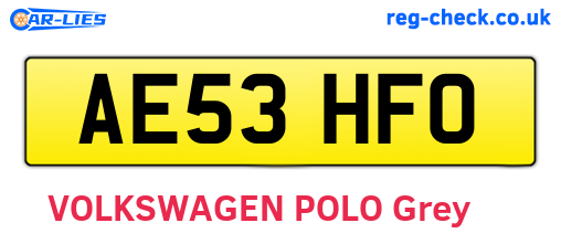 AE53HFO are the vehicle registration plates.