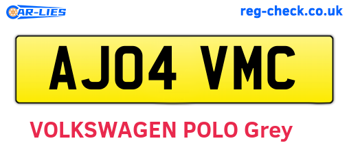 AJ04VMC are the vehicle registration plates.