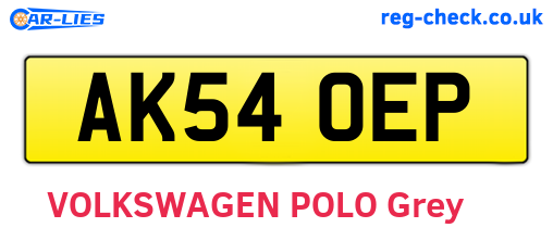 AK54OEP are the vehicle registration plates.