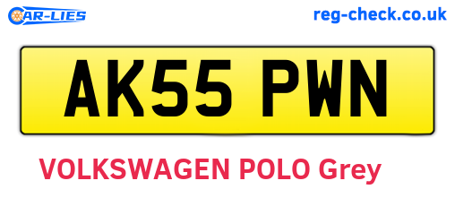 AK55PWN are the vehicle registration plates.