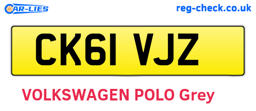 CK61VJZ are the vehicle registration plates.