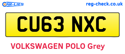 CU63NXC are the vehicle registration plates.