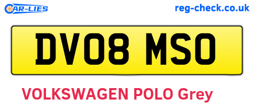 DV08MSO are the vehicle registration plates.