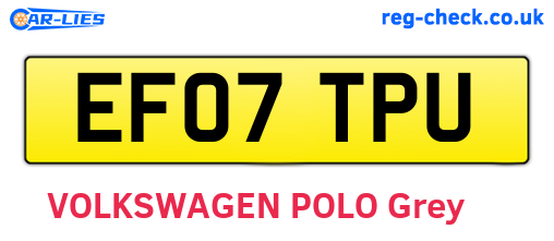 EF07TPU are the vehicle registration plates.