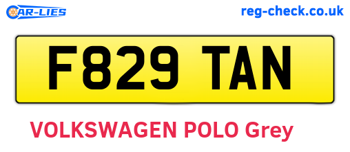 F829TAN are the vehicle registration plates.