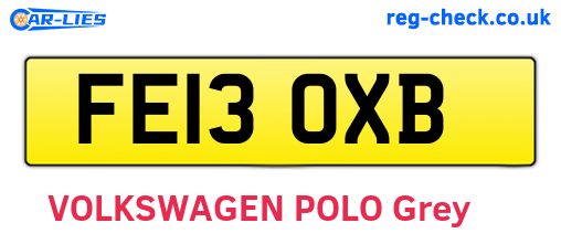 FE13OXB are the vehicle registration plates.