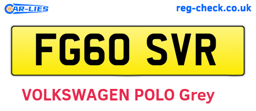 FG60SVR are the vehicle registration plates.