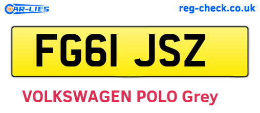 FG61JSZ are the vehicle registration plates.