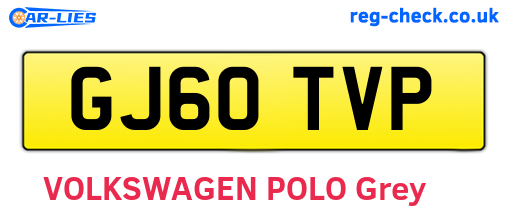 GJ60TVP are the vehicle registration plates.