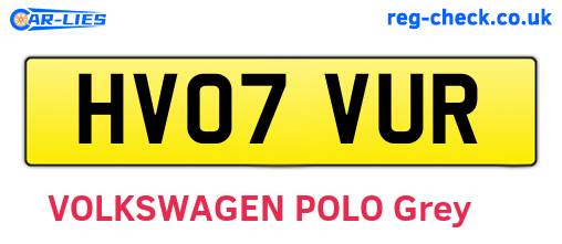 HV07VUR are the vehicle registration plates.