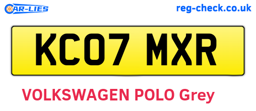 KC07MXR are the vehicle registration plates.