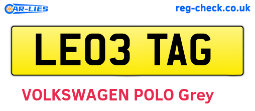 LE03TAG are the vehicle registration plates.