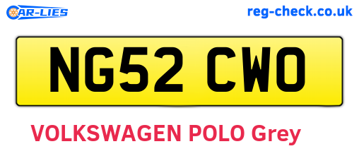 NG52CWO are the vehicle registration plates.