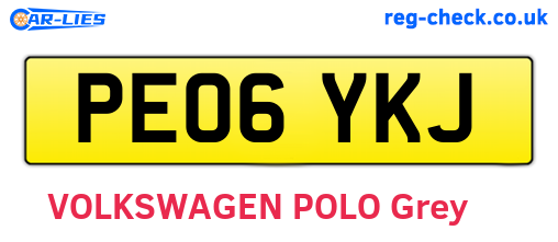 PE06YKJ are the vehicle registration plates.