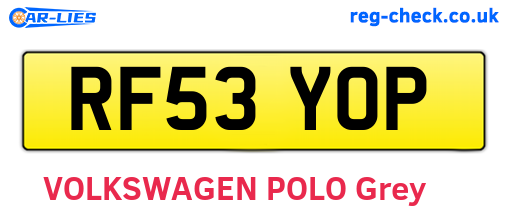 RF53YOP are the vehicle registration plates.