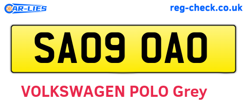 SA09OAO are the vehicle registration plates.