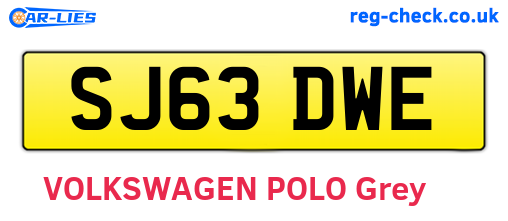 SJ63DWE are the vehicle registration plates.