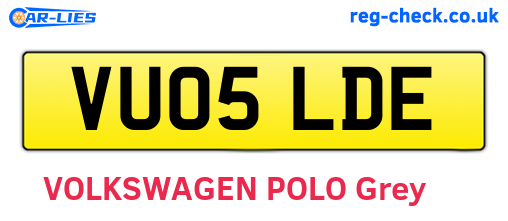 VU05LDE are the vehicle registration plates.