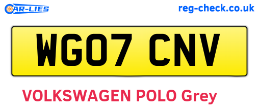 WG07CNV are the vehicle registration plates.