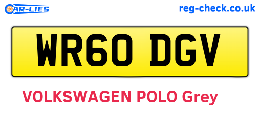 WR60DGV are the vehicle registration plates.