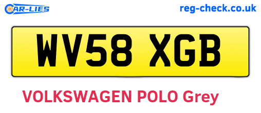 WV58XGB are the vehicle registration plates.