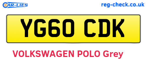 YG60CDK are the vehicle registration plates.