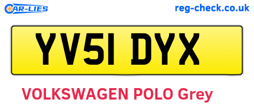 YV51DYX are the vehicle registration plates.
