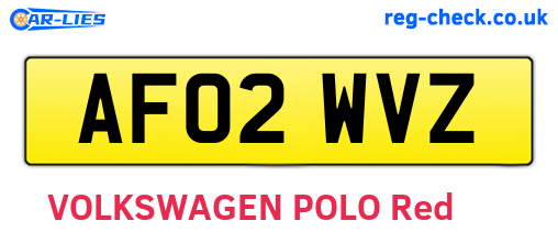 AF02WVZ are the vehicle registration plates.