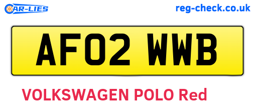 AF02WWB are the vehicle registration plates.