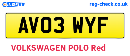AV03WYF are the vehicle registration plates.