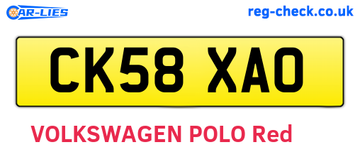 CK58XAO are the vehicle registration plates.