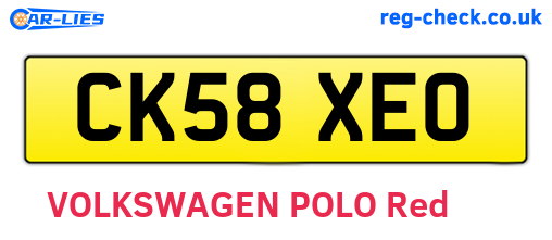 CK58XEO are the vehicle registration plates.