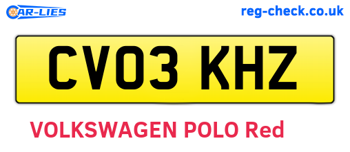 CV03KHZ are the vehicle registration plates.
