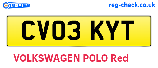 CV03KYT are the vehicle registration plates.