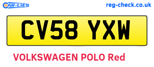 CV58YXW are the vehicle registration plates.