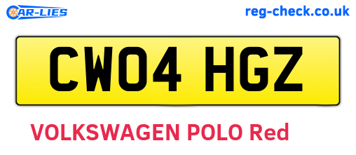 CW04HGZ are the vehicle registration plates.