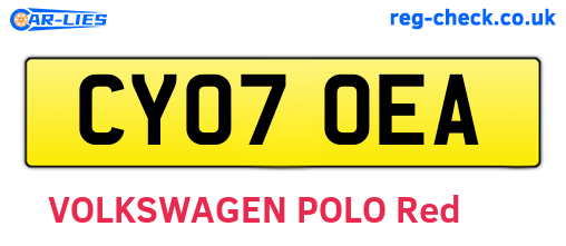 CY07OEA are the vehicle registration plates.