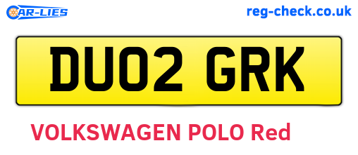 DU02GRK are the vehicle registration plates.