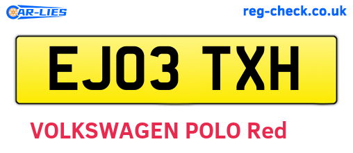 EJ03TXH are the vehicle registration plates.